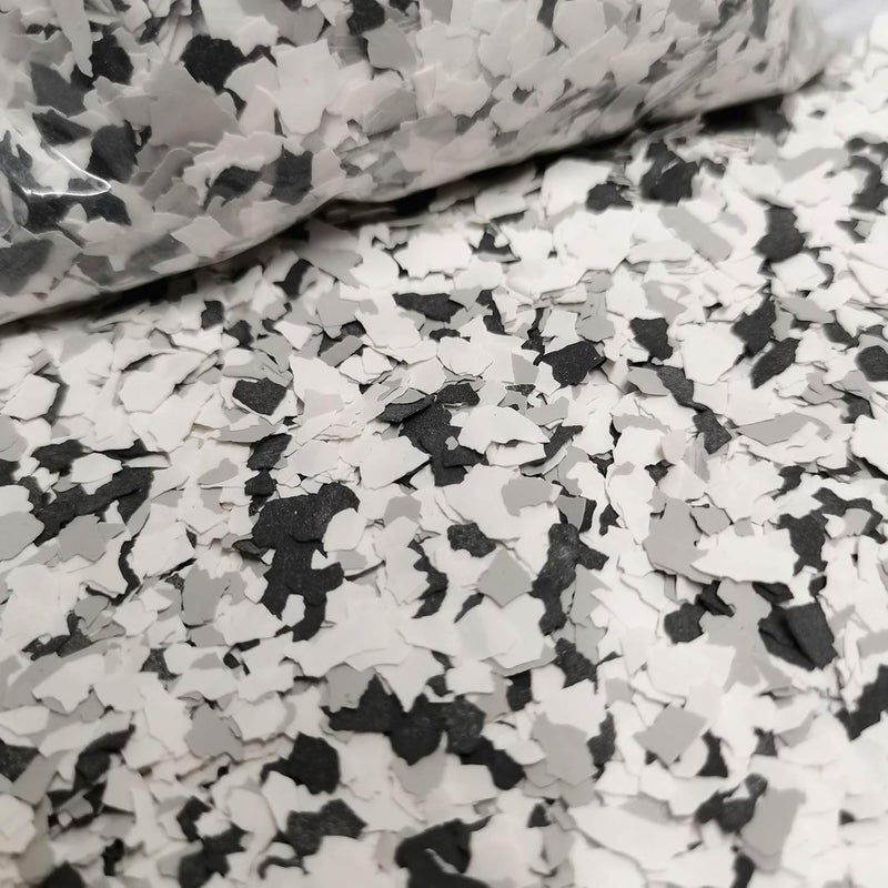 Alkrogiha Epoxy Flakes for Flooring, 1LB Decorative Color Chips for Concrete, Epoxy Resin and Countertops, Durable - Black, White, Light Gray - Image 1